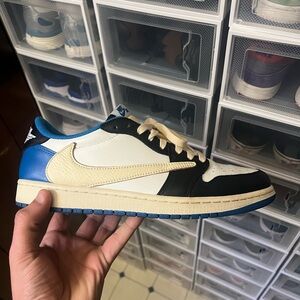 Travis Scott Blue and Cream Sneakers